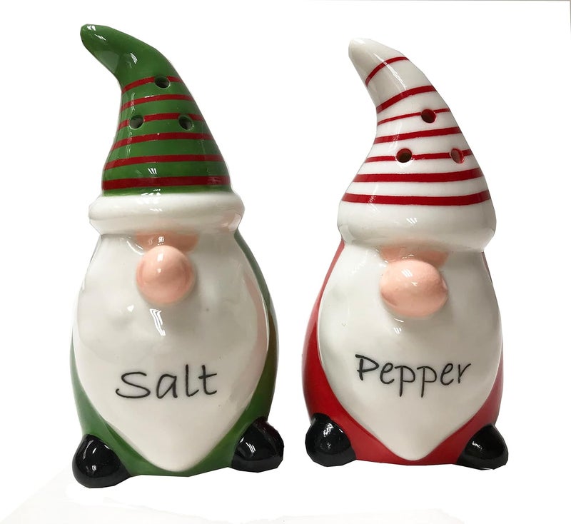 KARALIN Ceramic Salt & Pepper Shaker Sets Holiday Christmas Salt and Pepper Shaker Kitchen Tabletop Accessories Cute Farmhouse Design Family Gifts with Gift Box (Red & Green) - Image 1